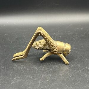 Vintage Brass Grasshopper Cricket Locust Figurine Paperweight Bug 4"